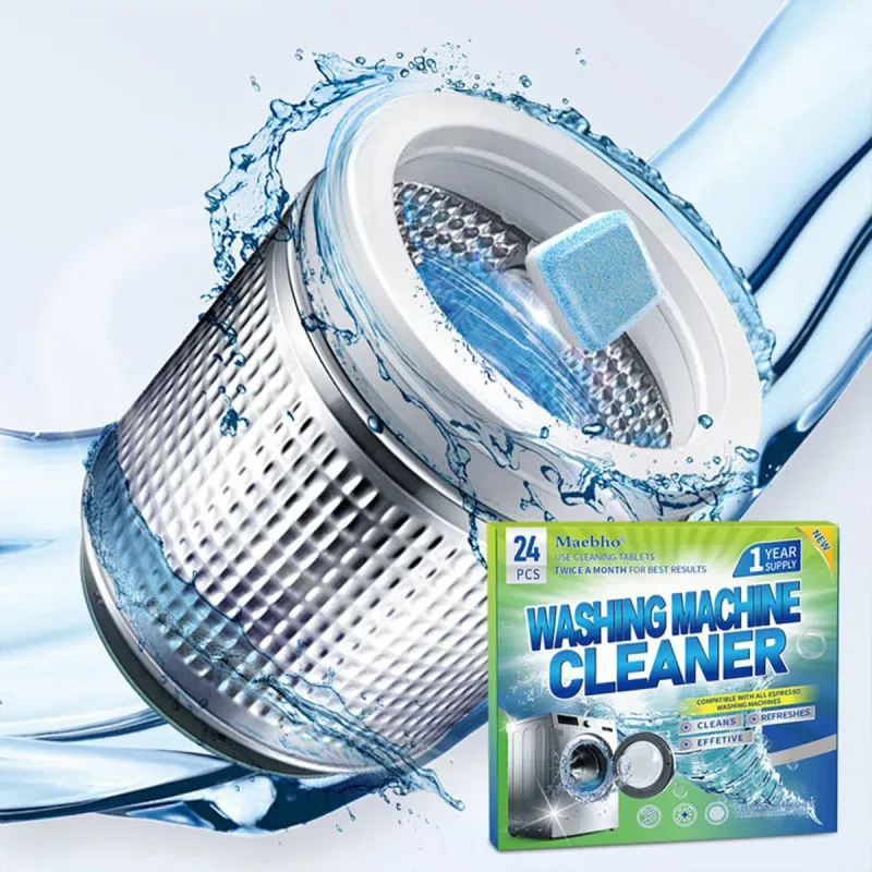 24PCS Effervescent Tablets Washing Machine Cleaner Deep Stain and Odor Removal