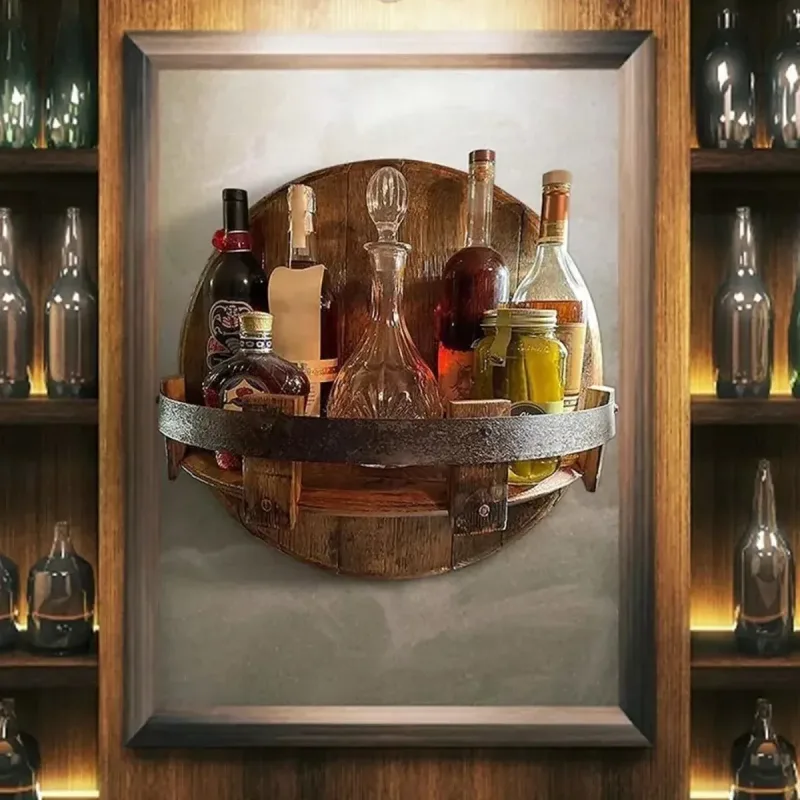 Wine Rack Wall Mounted Display Holder Space Saving Home Bar Storage Shelf Rack
