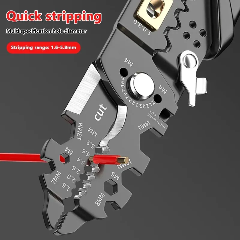 25in1 Wire Stripping Pliers Multi Function Cable Splitter Cutter Winding Tool