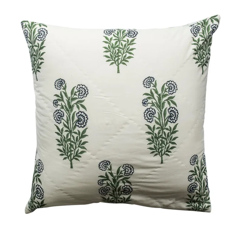 Kolka Iris Quilted Euro Sham Set Super Quality Cotton Quilted Front - Green Kolka Iris Quilted Euro Sham Set Super Quality Cotton Quilted Front - Green
