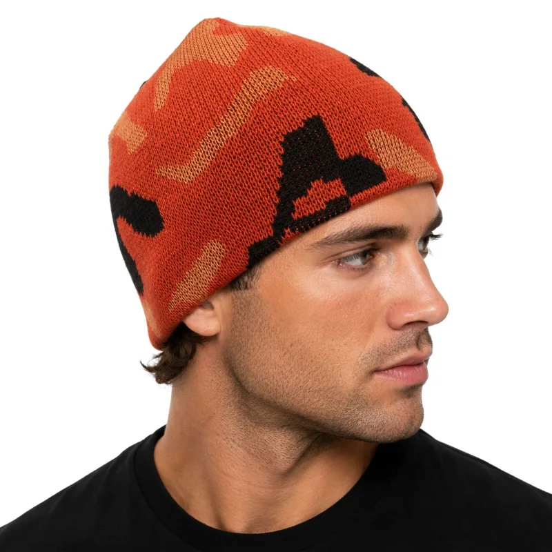 Camo Beanie Hat Winter Ski Army Military Hunting Warm – Orange Camouflage