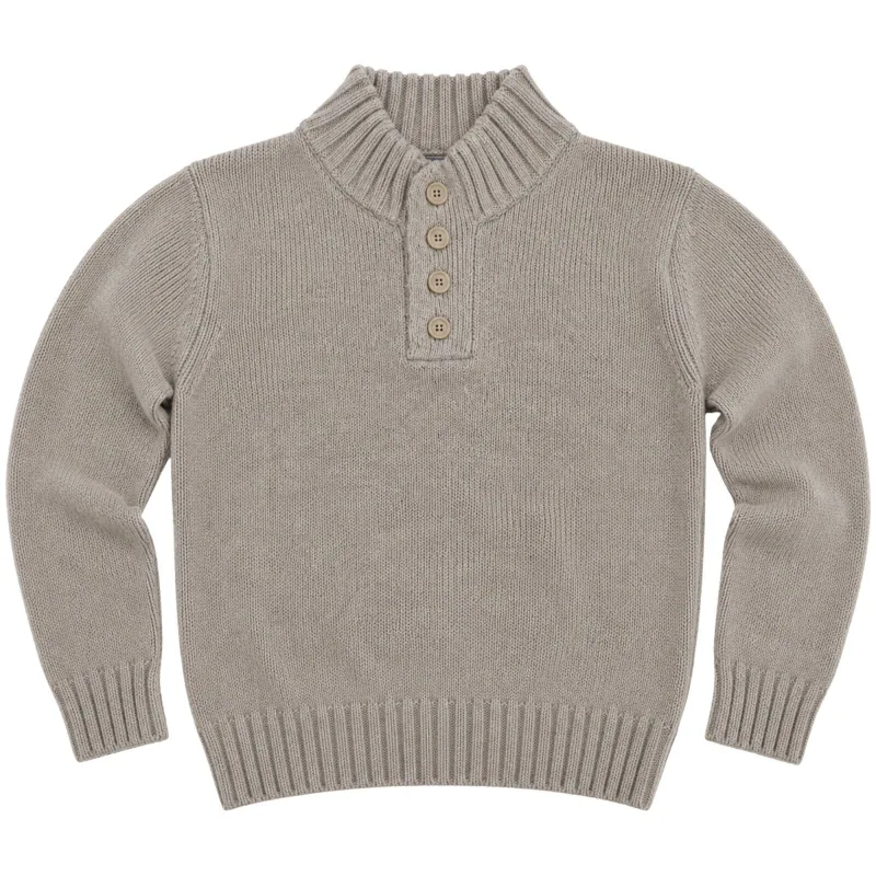 Mens Knit Pullover Jumper Stretch Winter Sweater – 4 Button Ivory 01 (KW16) – M