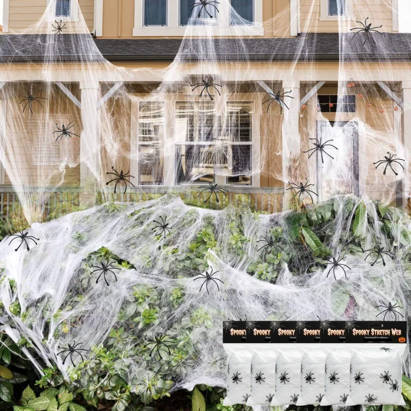 6x HALLOWEEN STRETCHABLE SPIDER WEBS Spooky Decoration with Spiders Party Decor Ghost 6x HALLOWEEN STRETCHABLE SPIDER WEBS Spooky Decoration with Spiders Party Decor Ghost