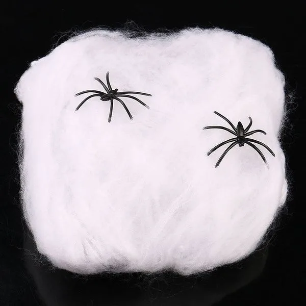 6x HALLOWEEN STRETCHABLE SPIDER WEBS Spooky Decoration with Spiders Party Decor Ghost