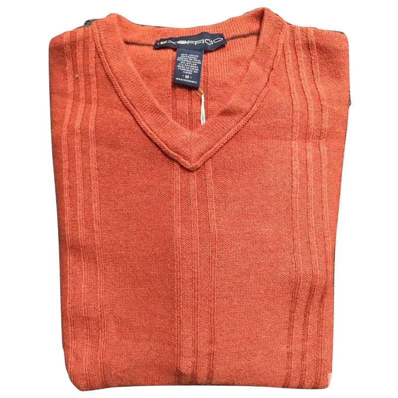 ExOfficio Mens Soy’r V-Neck Knit Sweater Jumper Pullover Eco Wool Warm Quick Dry – XL