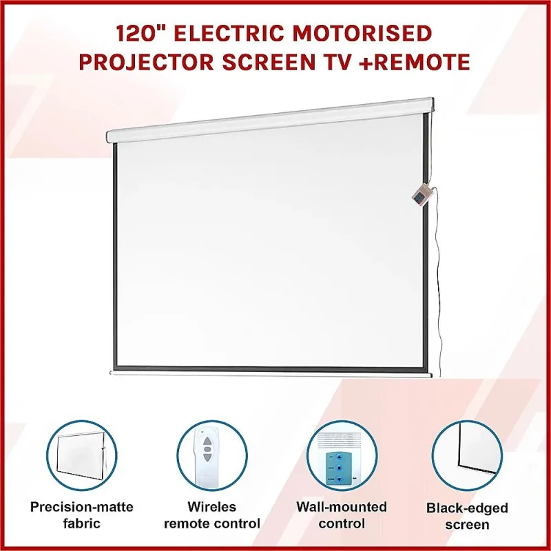 120″ Electric Motorised Projector Screen TV +Remote