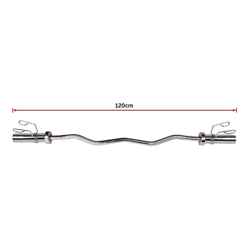 120cm Chrome Olympic EZ Curl Bar – Weightlifting Barbell for Home Gym Training
