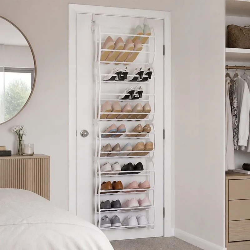 36 Pair Shoe Holder Organiser Over The Door Hanging Shelf Rack Storage Hook