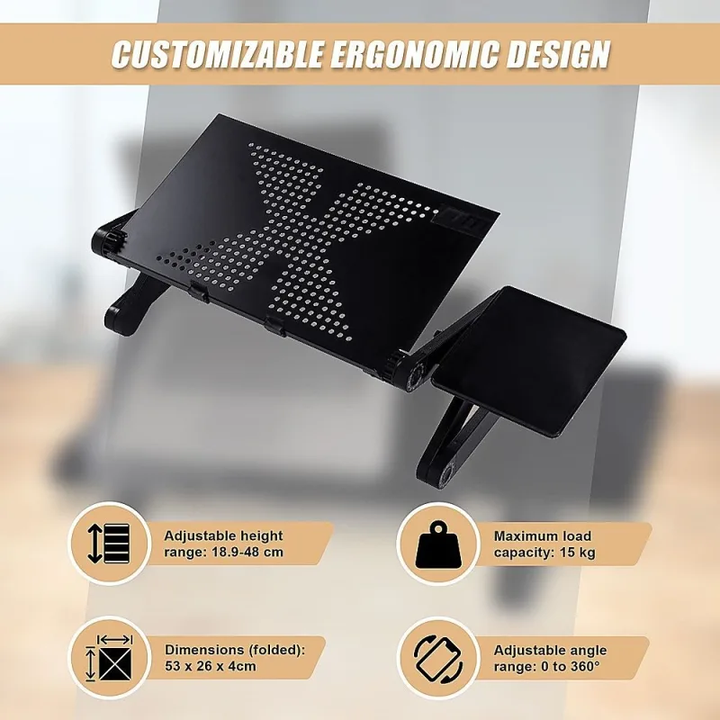Aluminium Alloy Folding Laptop Stand Desk Table with Mouse Tray