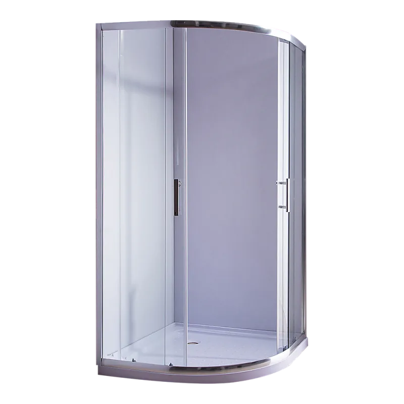 100 x 100cm Rounded Sliding 6mm Curved Shower Screen with Base in Chrome