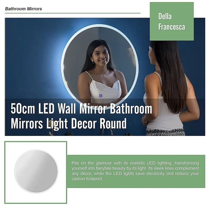 50cm LED Wall Mirror Bathroom Mirrors Light Decor Round