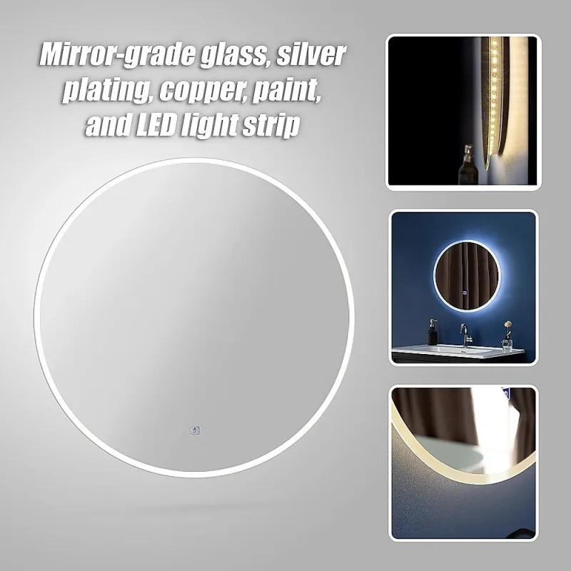 60cm LED Wall Mirror Bathroom Mirrors Light Decor Round