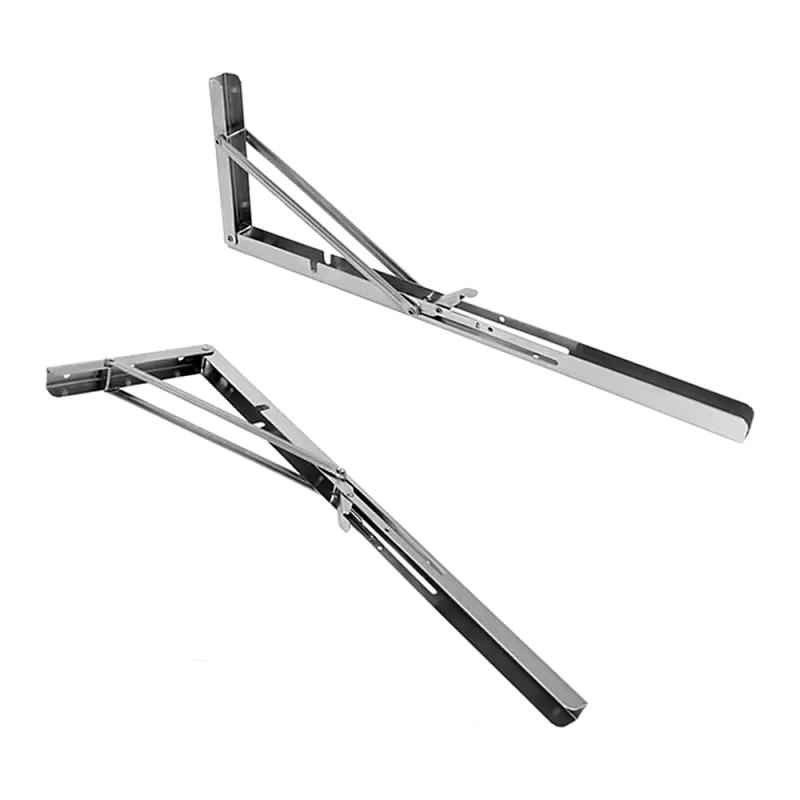 2x 20″ Stainless Steel Folding Table Bracket Shelf Bench 50kg Load Heavy Duty