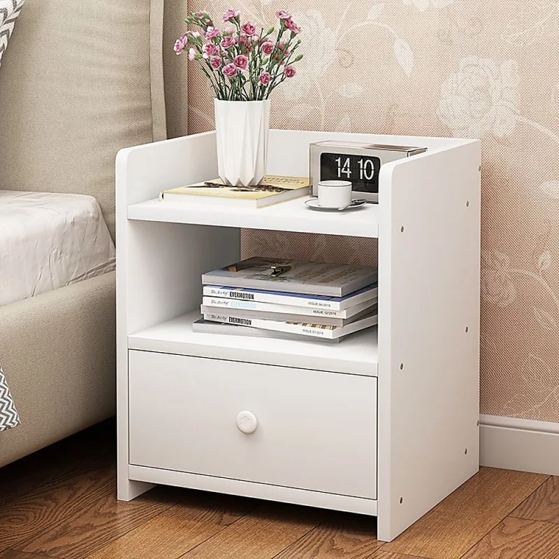 Bedside Tables Drawers Side Table Bedroom Furniture Nightstand Unit – White
