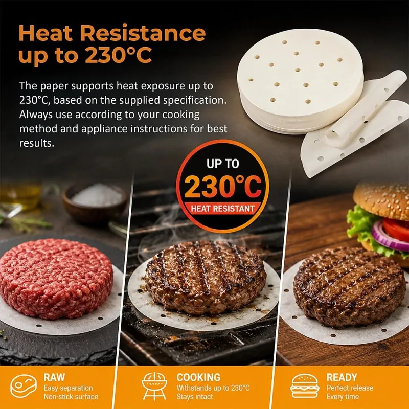500 Pack 13cm Patty Paper Baking Burger Wax Discs Non Stick BBQ Burger Papers For Easy Food Preparation