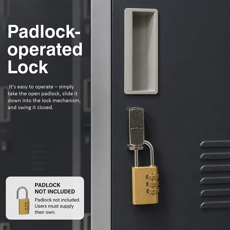 12-Door Steel Locker – Grey with Charcoal Door, Padlock-operated