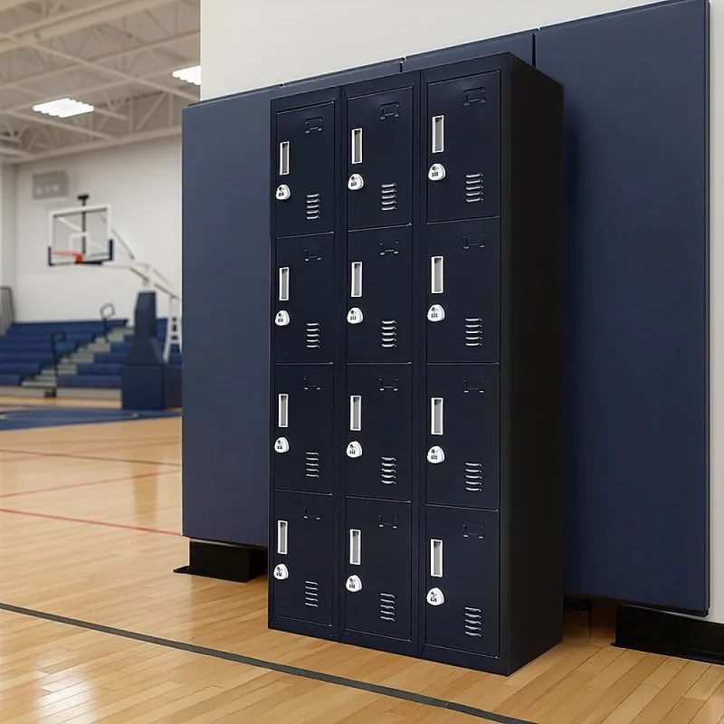 12-Door Steel Locker – Black, 3-Digit Combination Lock