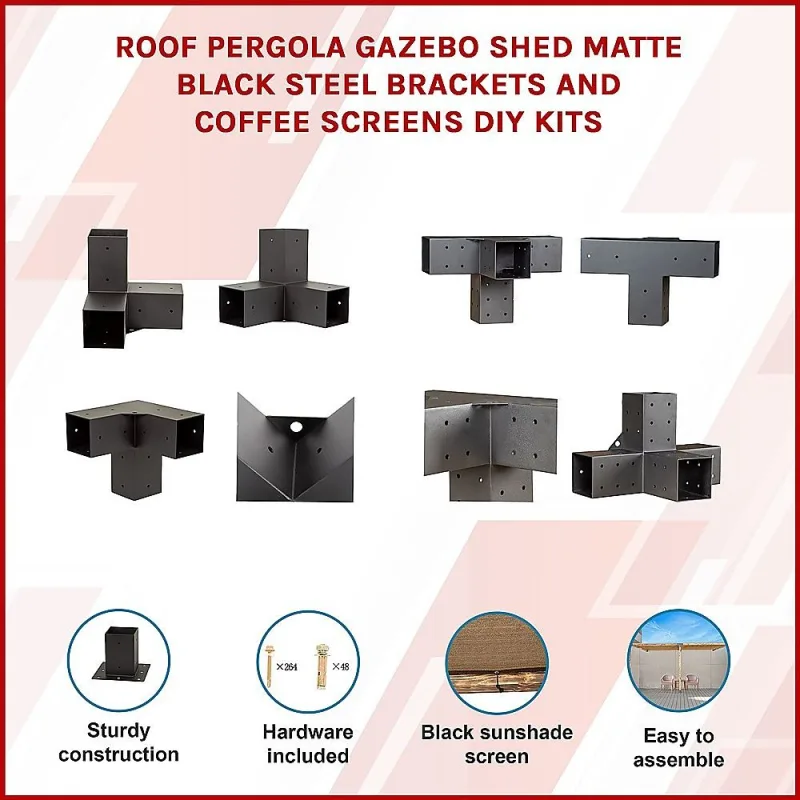 DIY Pergola Kit – Double Wall Mount with Coffee Screens Set with Brackets