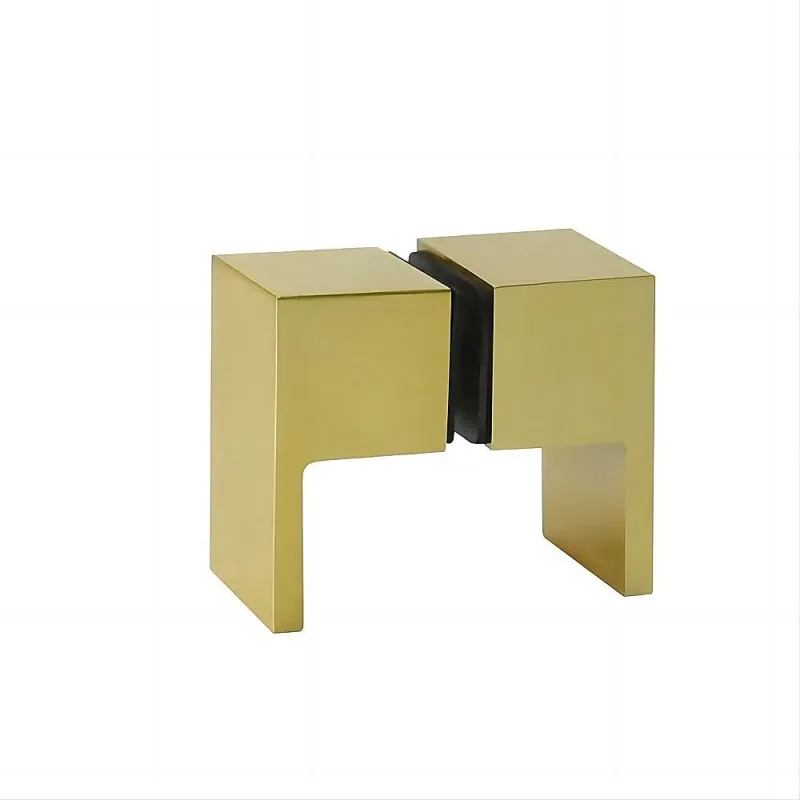 110cm Wall to Wall Frameless Shower Screen Wall Channel and Floor Channel, SS Hinges & Square Double Pull Handle – Gold
