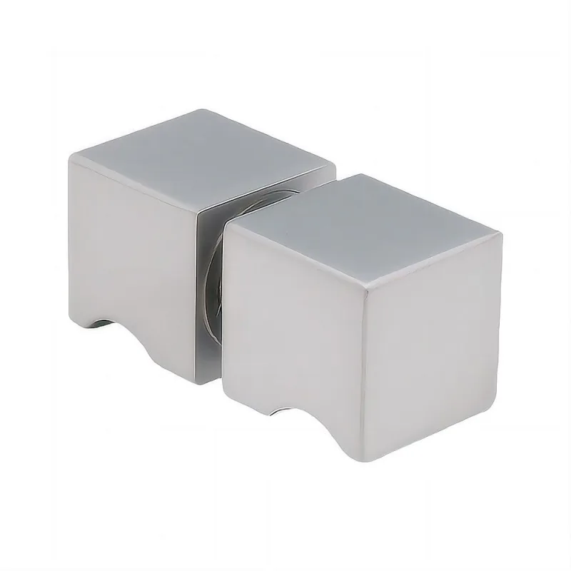 100x90cm Corner Frameless Shower Screen with Wall Channel and Floor F-Bracket and SS Hinges, Square Knob Handle – Nickel