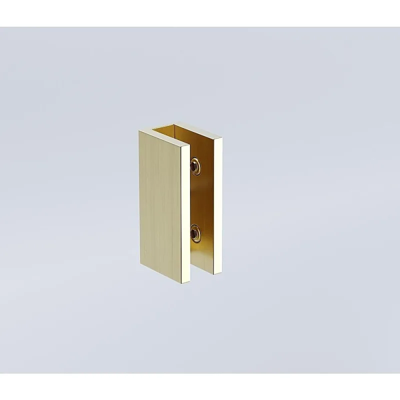 110x100cm Corner Frameless Shower Screen with U-Brackets and SS Hinges, Square Double Pull Handle – Gold