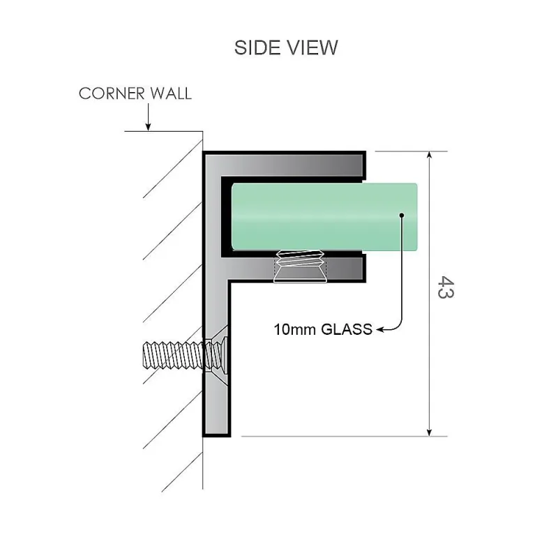 110x70cm Corner Frameless Shower Screen with F-Brackets and Brass Hinges, Round Knob Handle – Gunmetal