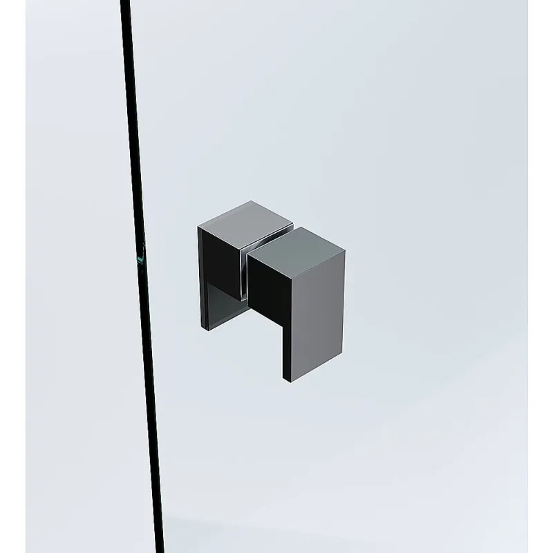 120x120cm Double Door Corner Shower Screen U-Brackets, Brass Hinges & Square Double Pull Handle – Black
