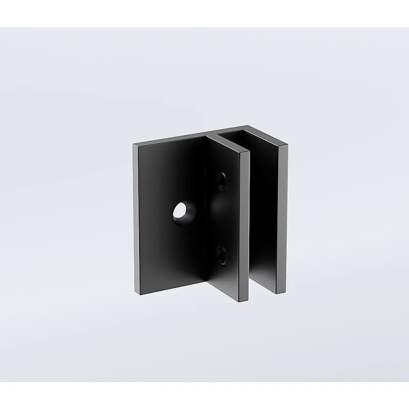 110x120cm Double Door Corner Shower Screen F-Brackets, Brass Hinges & Square Double Pull Handle – Black
