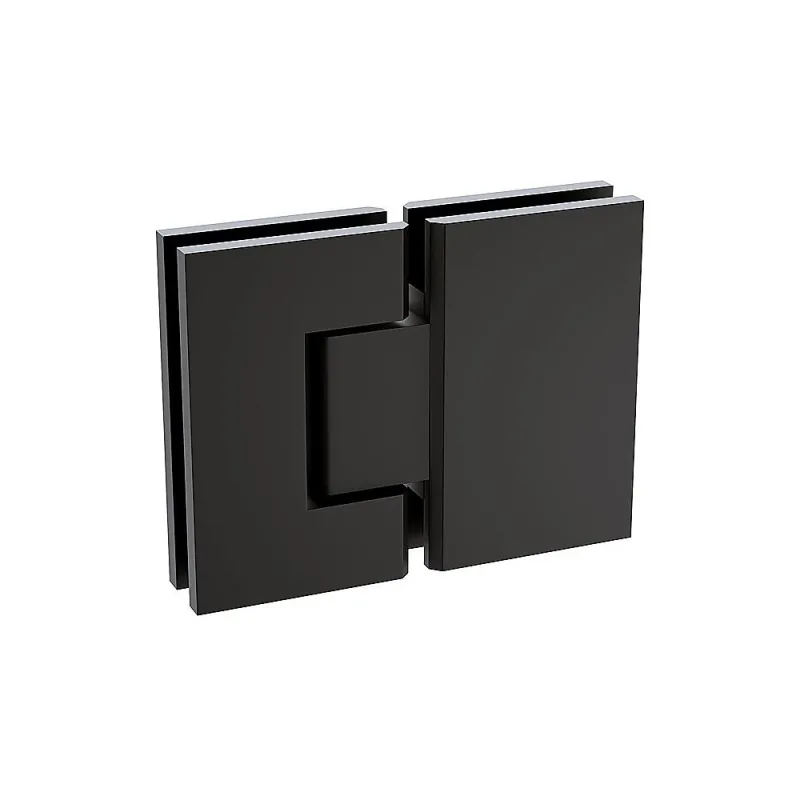 110x120cm Double Door Corner Shower Screen F-Brackets, Brass Hinges & Square Double Pull Handle – Black