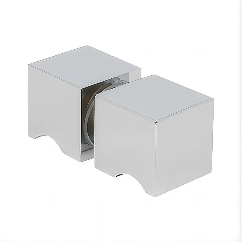 100cm Frameless Diamond Shower Screen U-Brackets, Brass Hinges & Square Knob Handle – Chrome