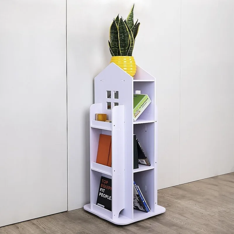 Rotating Bookcase Bookshelf Kid's Book Organiser Rack Wooden Castle Display Shelf Rotating Bookcase Bookshelf Kid's Book Organiser Rack Wooden Castle Display Shelf