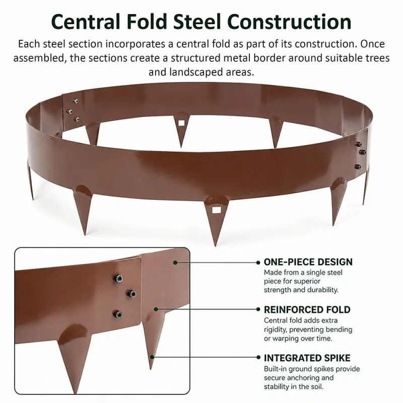 60cm Steel Garden Tree Ring with Spikes – Heavy-Duty Root Barrier & Edging