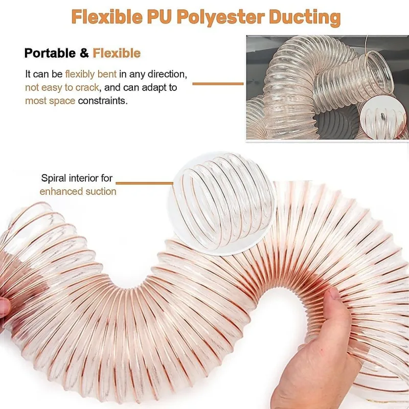 2m PU Flexible Ducting Hose – Clear Ventilation & Dust Extraction Tube for Woodworking & Fume Control