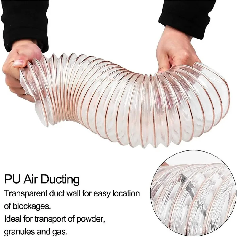 2m PU Flexible Ducting Hose – Clear Ventilation & Dust Extraction Tube for Woodworking & Fume Control