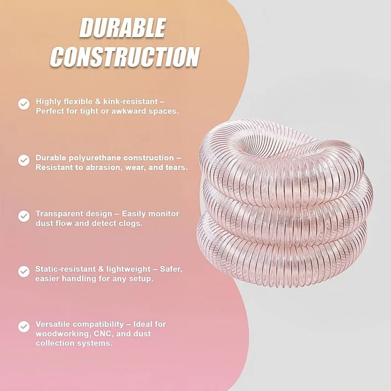 5m Dust Extraction Hose 100mm – Flexible PU Ducting for Workshops
