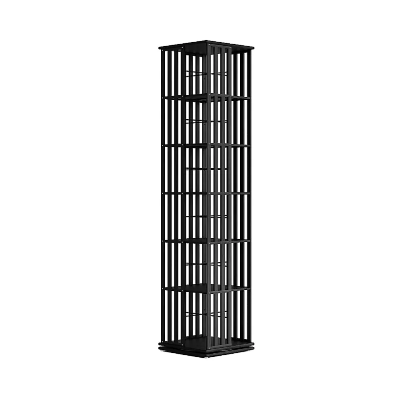 360 Rotating Bookshelf Bamboo Storage Display Rack Shelving – Black