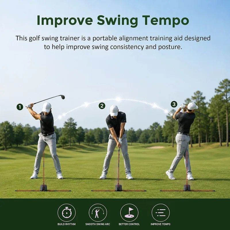 Portable Golf Swing Trainer Multi Functional Training Aid for Swing Practice Tempo and Strength Improvement