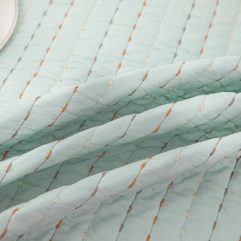 100% Cotton Embossed Mint Stripe Elysian Coverlet Bedspread Set