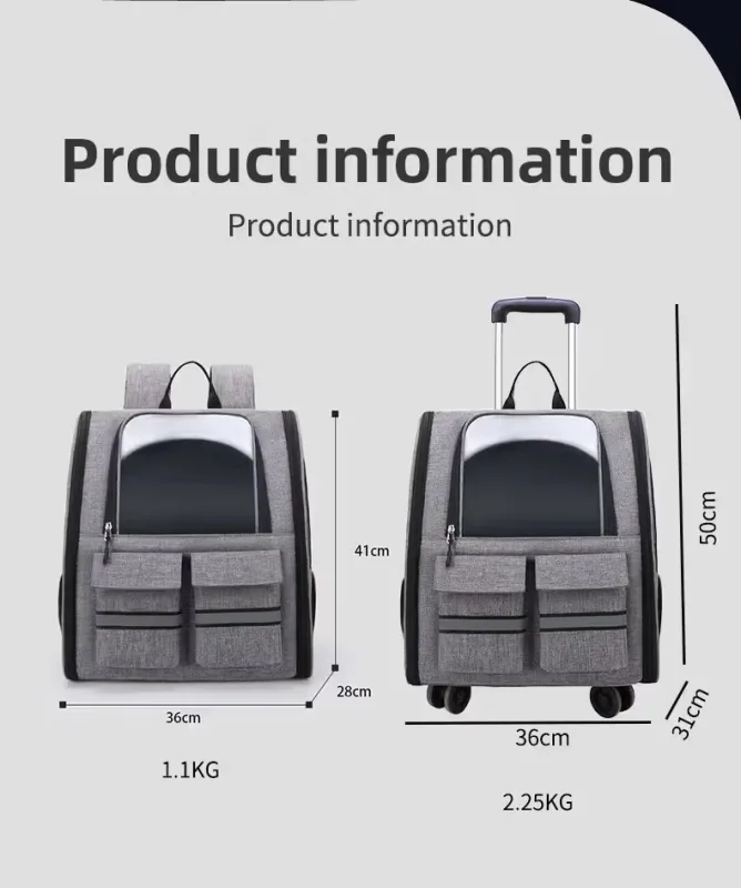 3-in-1 Pet Carrier: Rolling Backpack with Collapsible Design – Blue