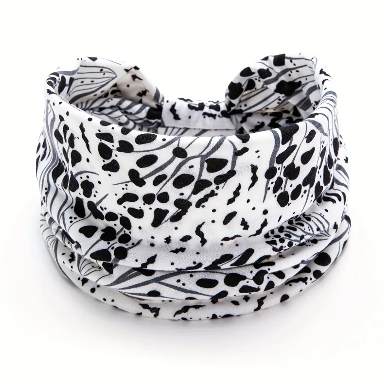 Polka dot pattern Yoga Headband – Elastic Sweat-Wicking Hairband for Women – White