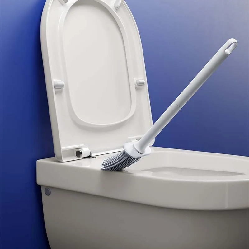 2 Pcs (Black + White) Wall-Mountable Toilet Brush Set – Soft-Tip 360° Cleaning System