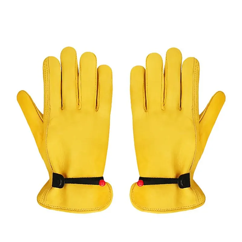 Size XL Golden Yellow Top-Grain Cowhide Protective Work Gloves, Durable Wear-Resistant Labor Safety Solution for Local Industrial Professionals