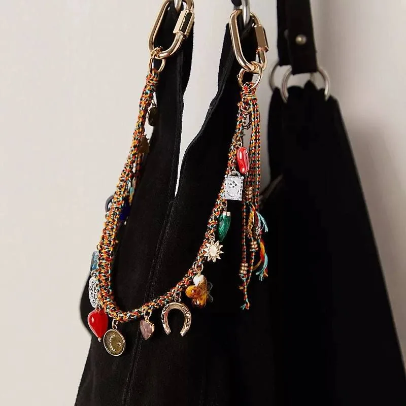 #4346 Bohemian Vintage Ceramic Keychain Bag Charm – Muti-Layered Handcrafted Lucky Ethnic Bag Styling Accessory & Mother’s Day Gift