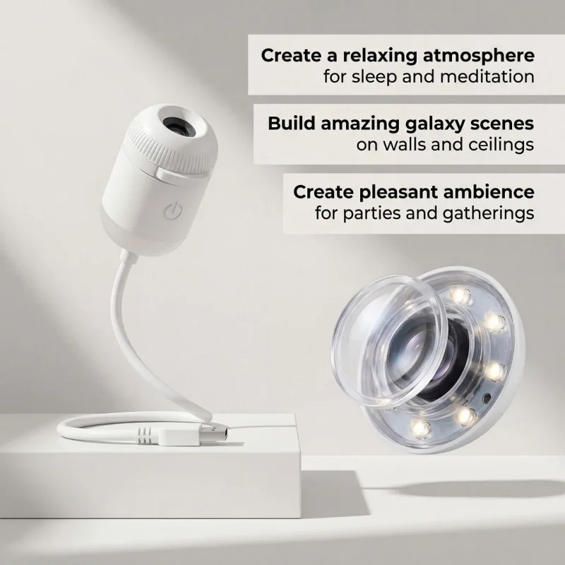 3-Pack Portable USB Galaxy Night Light Projector with 10 Projection Films – Touch-Controlled Rotating Starry Sky Lamp for Bedroom, Nursery and Car
