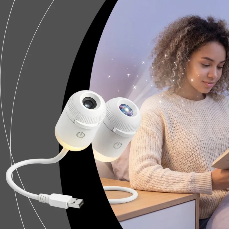 3-Pack Portable USB Galaxy Night Light Projector with 10 Projection Films – Touch-Controlled Rotating Starry Sky Lamp for Bedroom, Nursery and Car