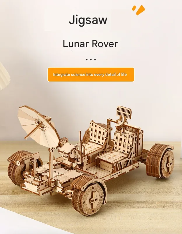 3D Wooden Puzzle Lunar Rover Model Kit – DIY Space Exploration Vehicle