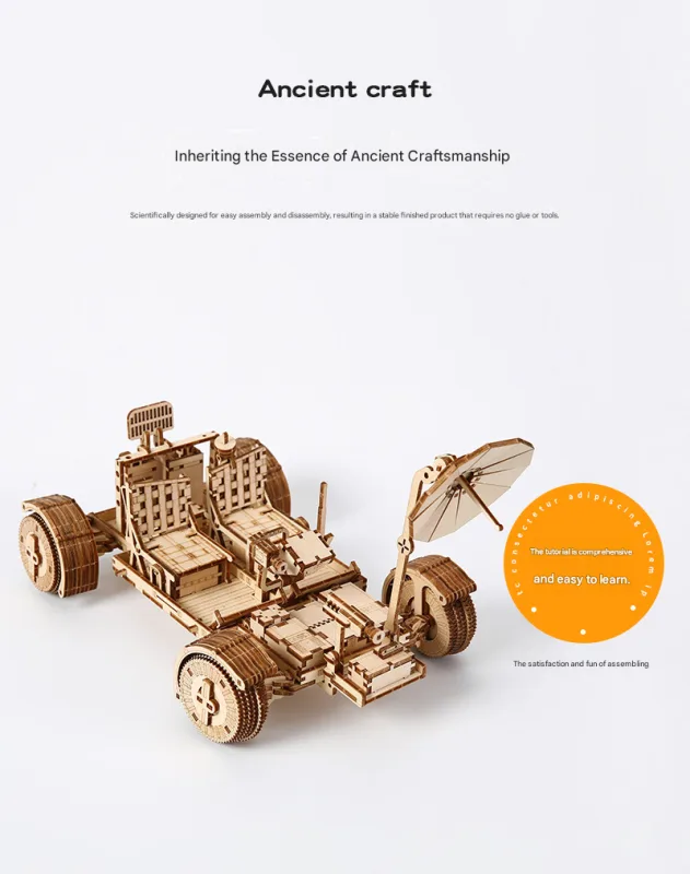 3D Wooden Puzzle Lunar Rover Model Kit – DIY Space Exploration Vehicle