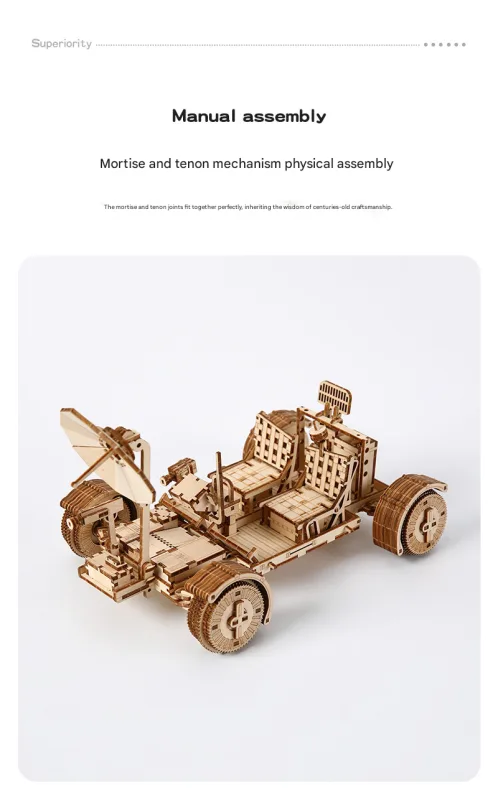 3D Wooden Puzzle Lunar Rover Model Kit – DIY Space Exploration Vehicle