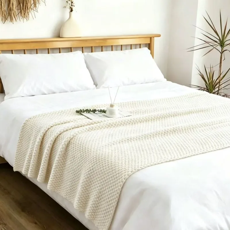 Beige 150*200cm Nordic Style Tassel Knit Throw Blanket - Soft Polyester Sofa Blanket with Pineapple Texture - Breathable & Lightweight for Office, Couch, Travel - Boho Chic Home Decor Beige 150*200cm Nordic Style Tassel Knit Throw Blanket - Soft Polyester Sofa Blanket with Pineapple Texture - Breathable & Lightweight for Office, Couch, Travel - Boho Chic Home Decor