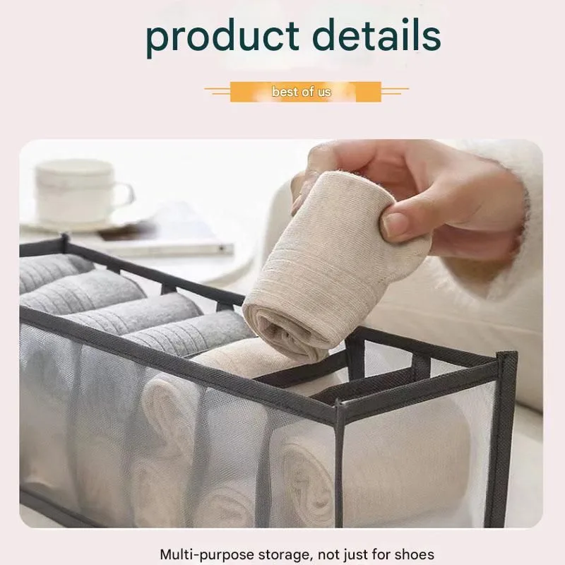 Drawer Underwear Organiser Set – 3 Piece Mesh Storage Boxes for Bras Underwear Socks – Grey